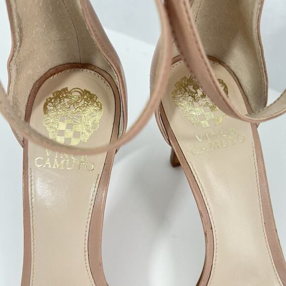 Vince Camuto Court Leather Heels Nude Womens 9 Ankle Strap Stilettos Sandals - Picture 4 of 12